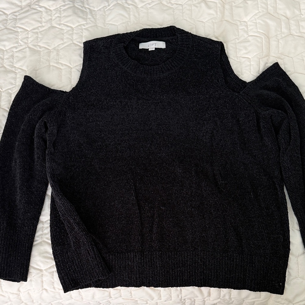 LOFT Elegant Black Off-Shoulder Sweater